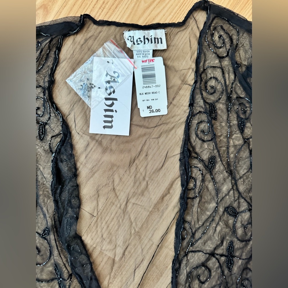 🖤 Ashim Hot Topic Y2K Goth Sheer Beaded Mesh Cardigan – NWT – Size M - Picture 2 of 3